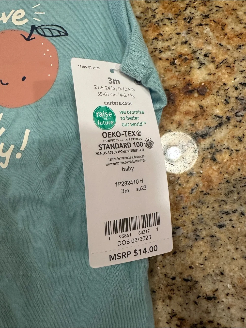 Carter's Sage Blue-Green Fruit Graphic Baby One-Piece